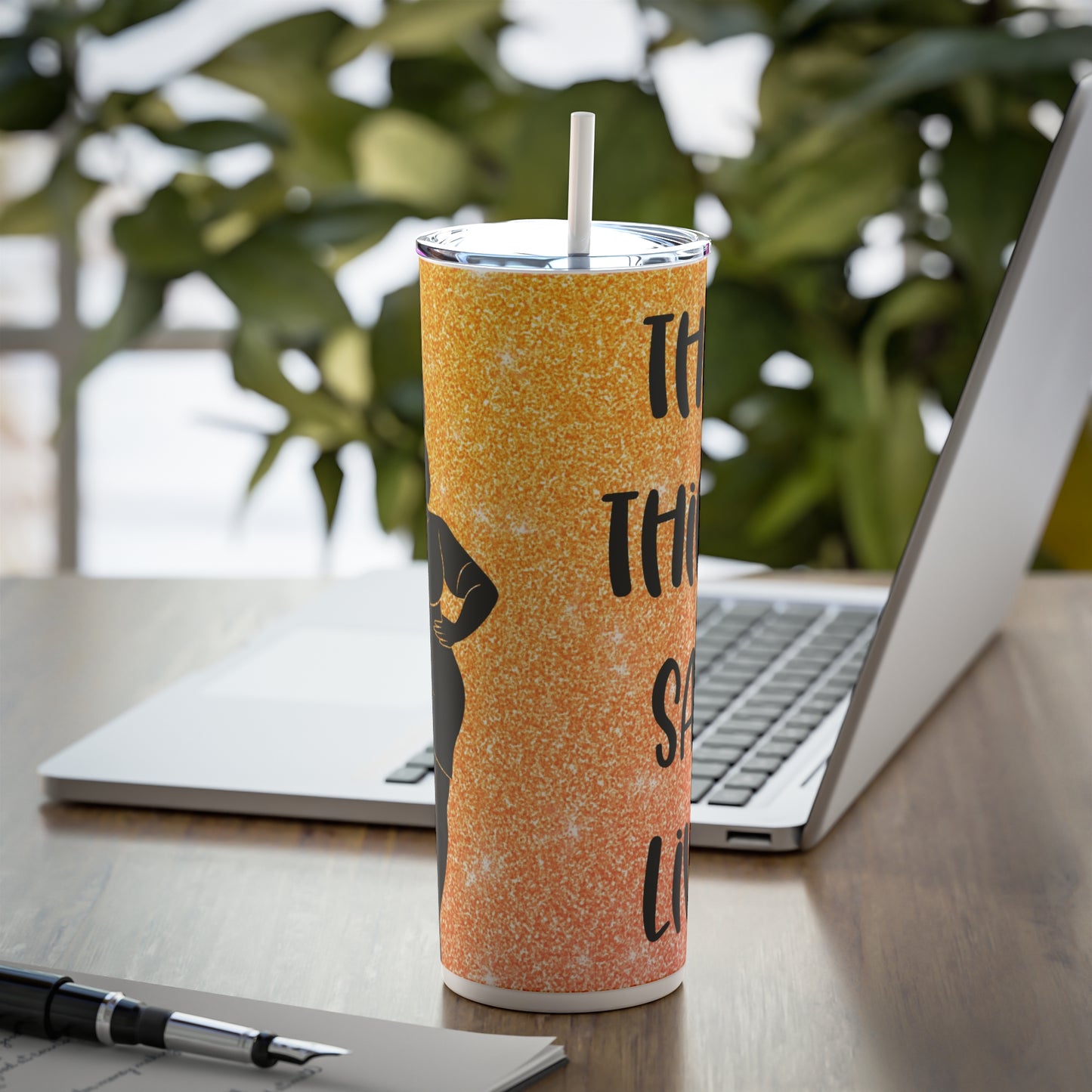 Skinny Steel Tumbler with Straw, 20oz